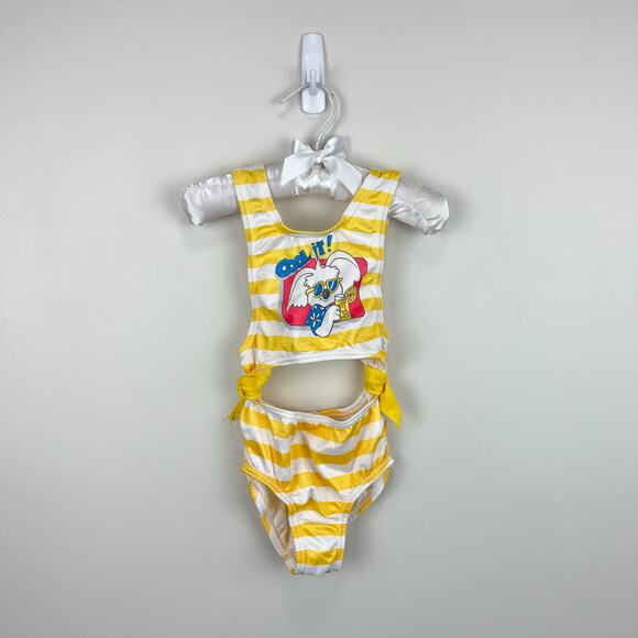 Vintage Carter's Yellow Striped Cool It! Koala Bathing Suit 5T USA - Picture 2 of 11